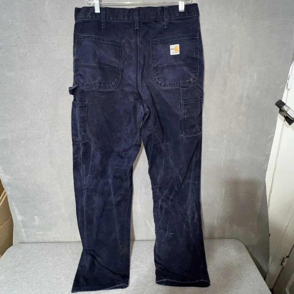 CARHARTT FLAME RESISTANT Men's Pants Canvas Carpenter Pants FRB229DNY 34X34 - Picture 9 of 11